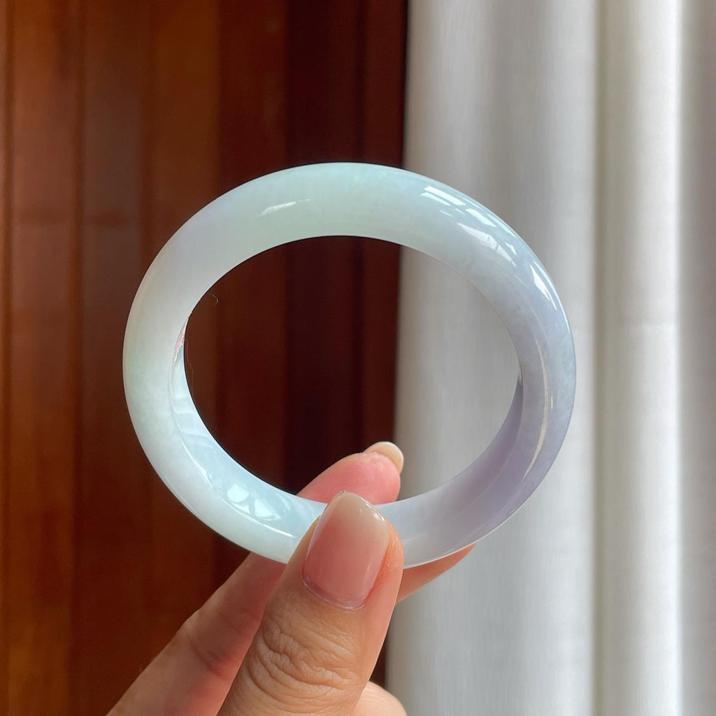 糯冰淡紫罗兰翡翠平安镯（54.2mm）（yc389577）