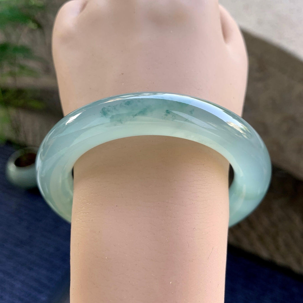 冰种蓝水飘花圆条手镯（58mm）（yc249469）