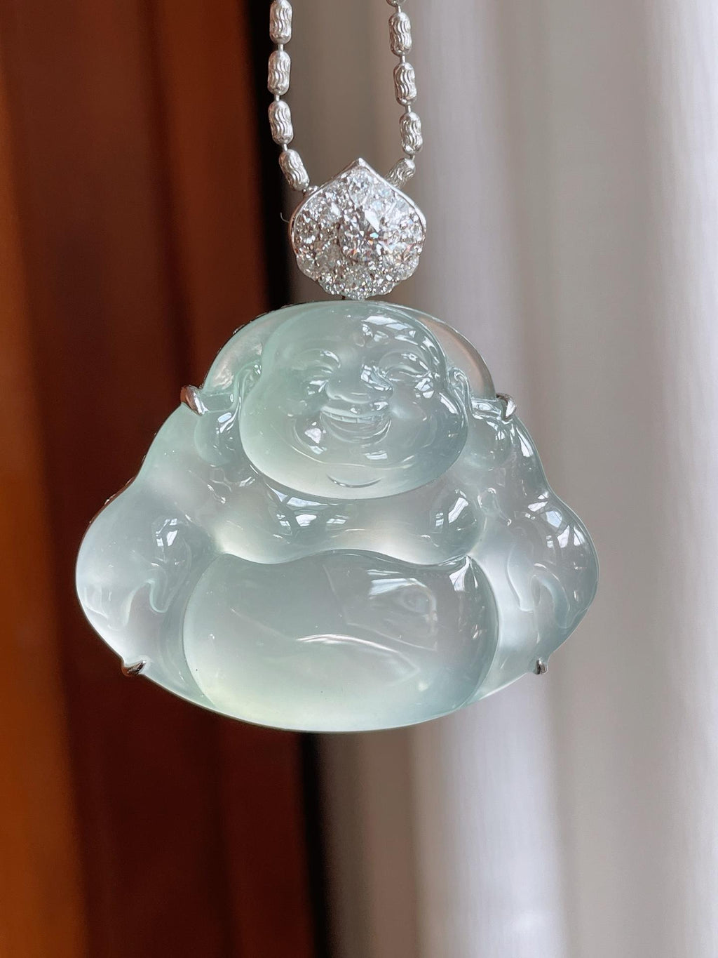 18k金镶镶冰玻种翡翠佛公（yc233167）