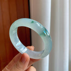冰种飘花翡翠平安镯（54mm）（yc276398）