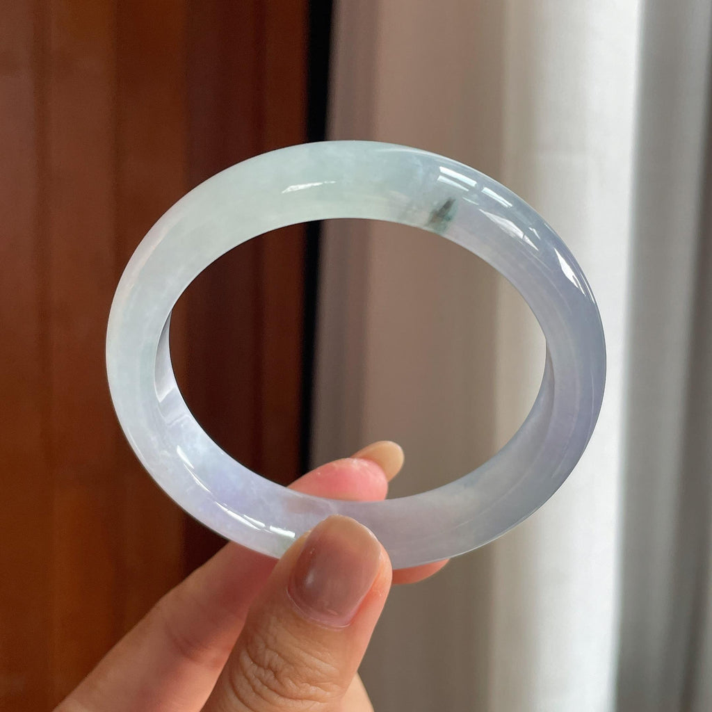冰种紫罗兰带水墨花翡翠平安镯(58.3mm)（yc423144）