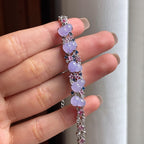 Vòng tay hồ lô tím lanh băng ngọc bích thiên nhiên Miến Điện loại A khảm vàng 18k (yc450398)