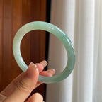 糯冰湖水绿翡翠圆条手镯（61mm）（yc366992）