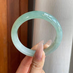 糯冰半山水翡翠平安镯（59mm）（yc282547）