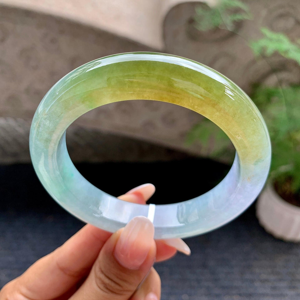 糯冰种多彩平安镯（58.4mm）（yc195943）