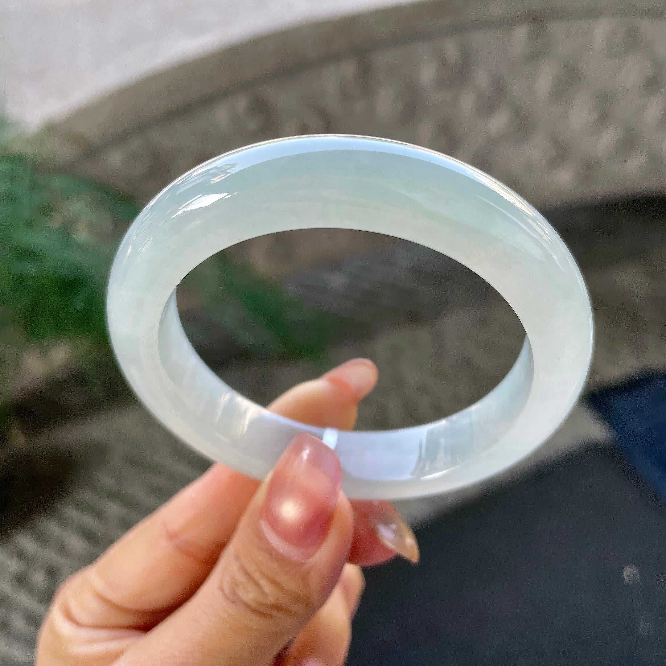 糯冰种带底色平安镯（53.6mm）（yc305688）