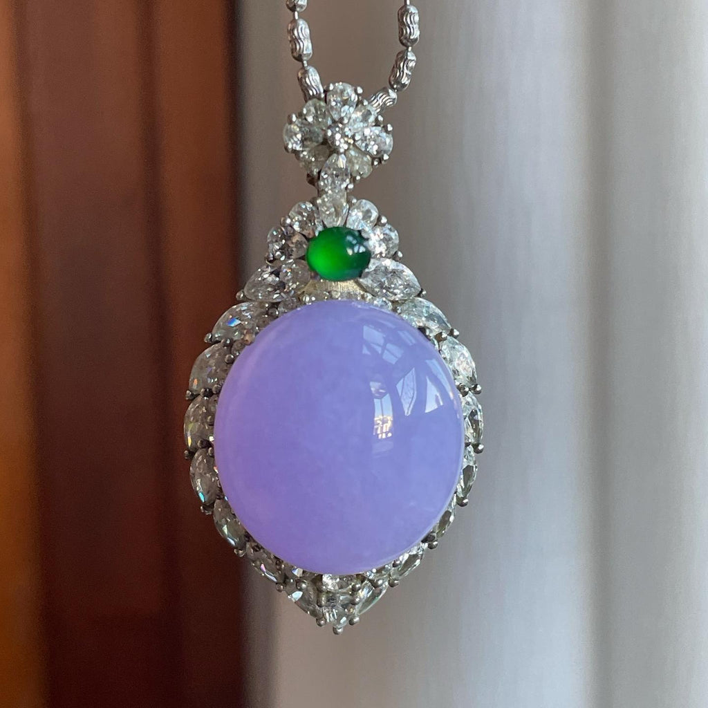 铜托糯冰紫罗兰翡翠蛋面（yc261408）