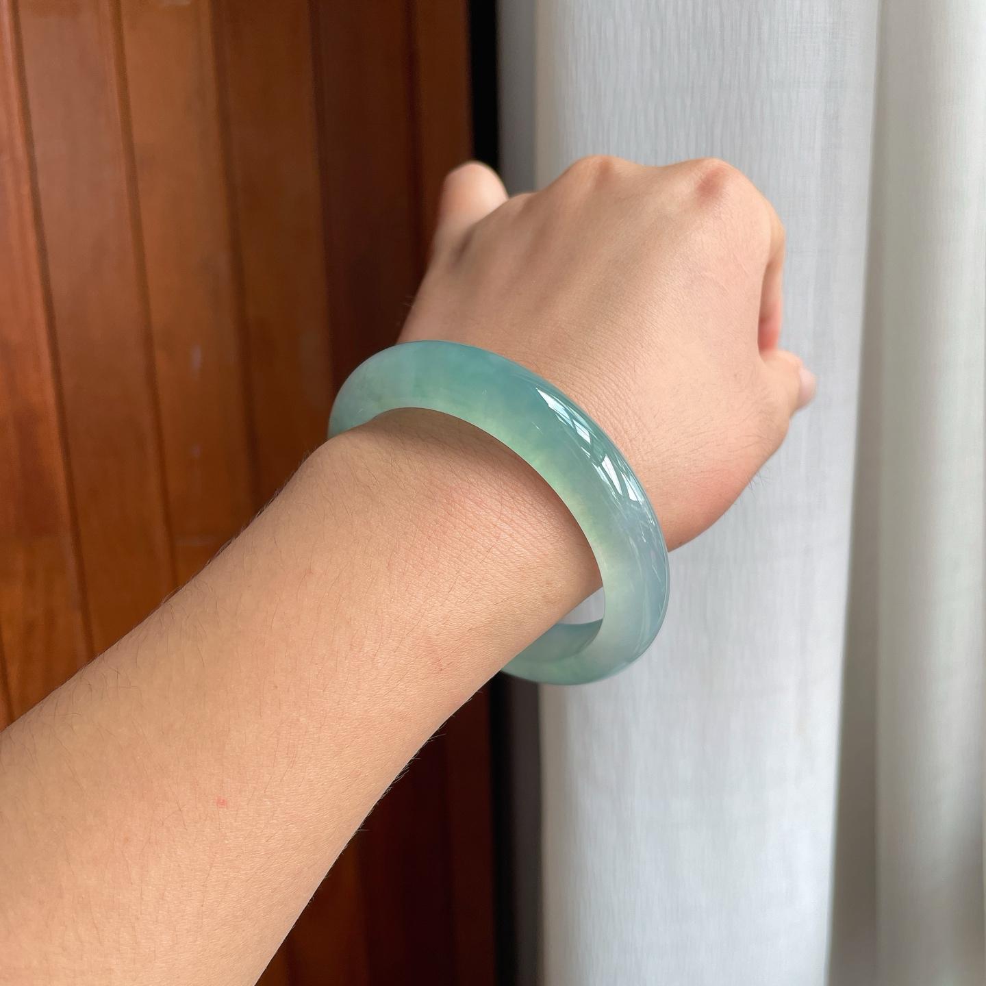 冰种蓝底翡翠平安镯（56.6mm）（yc238193）