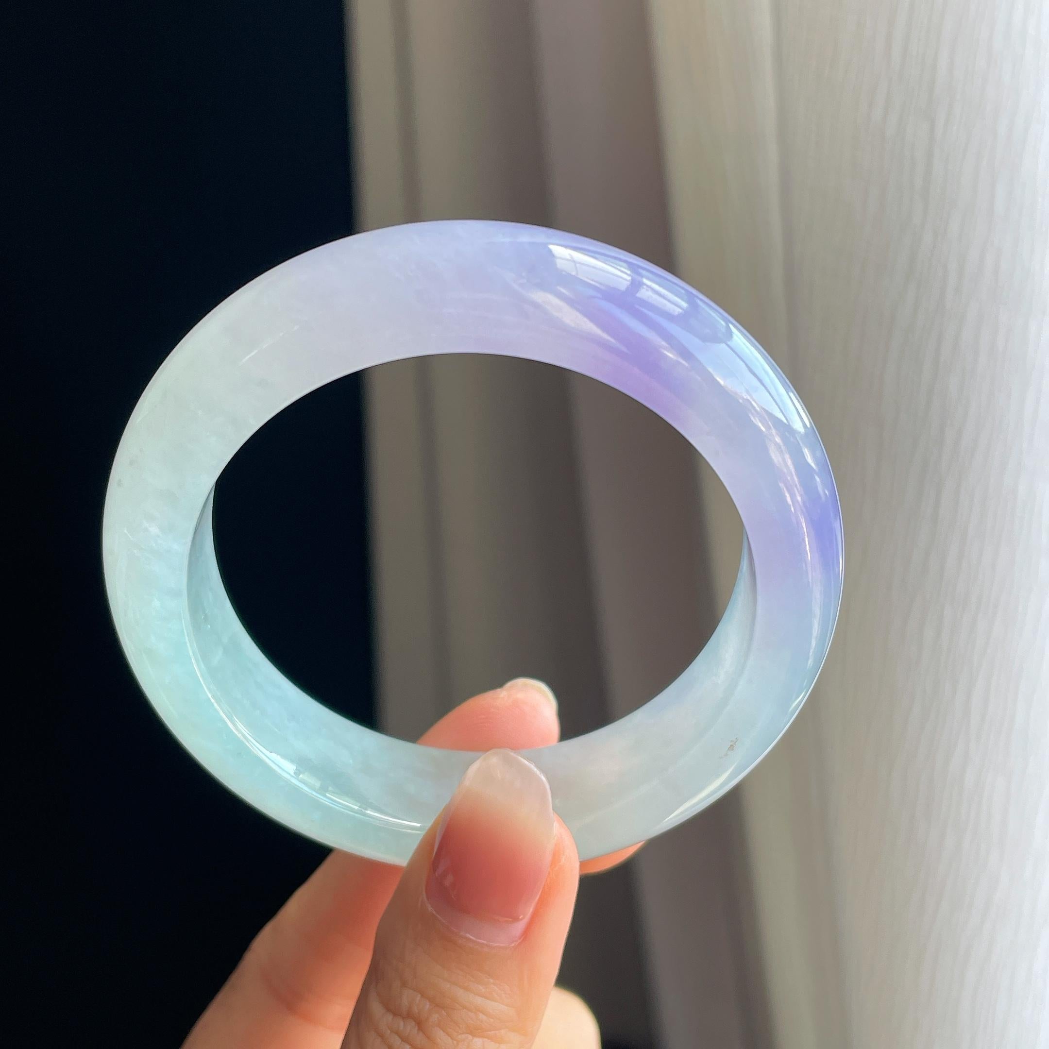 冰种春带彩翡翠平安镯（56.6mm)（yc322747）