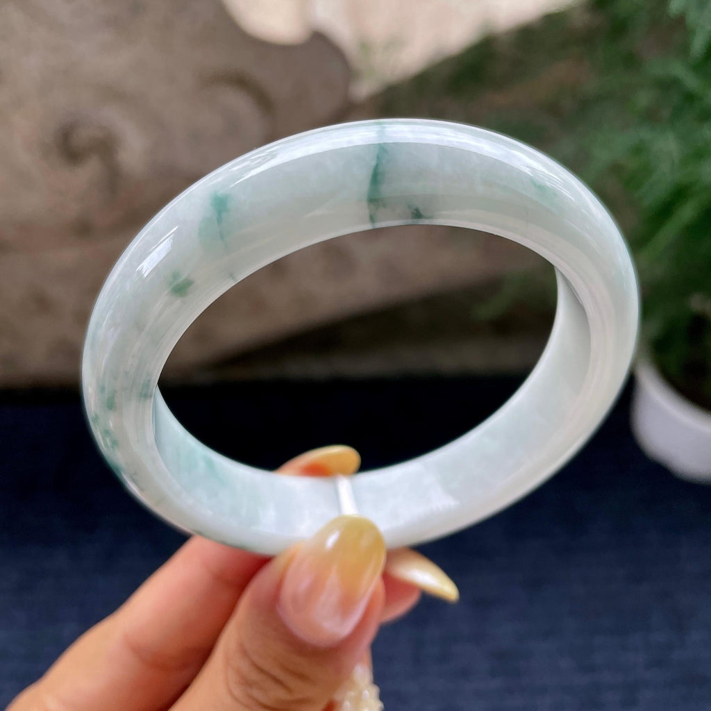 细糯种飘花正圈平安镯57圈 天然缅甸A货翡翠（yc464067）