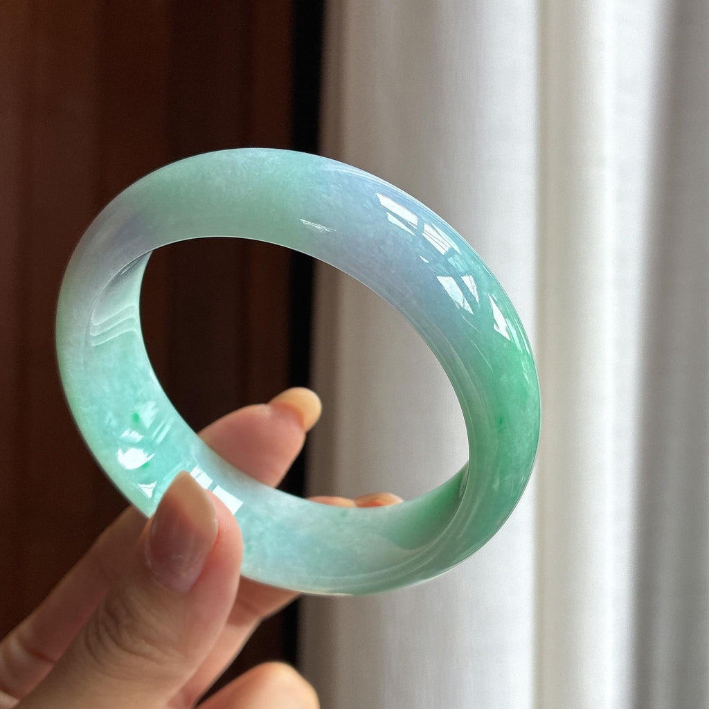糯冰宽版春彩翡翠手镯（58.5mm）（yc420186）