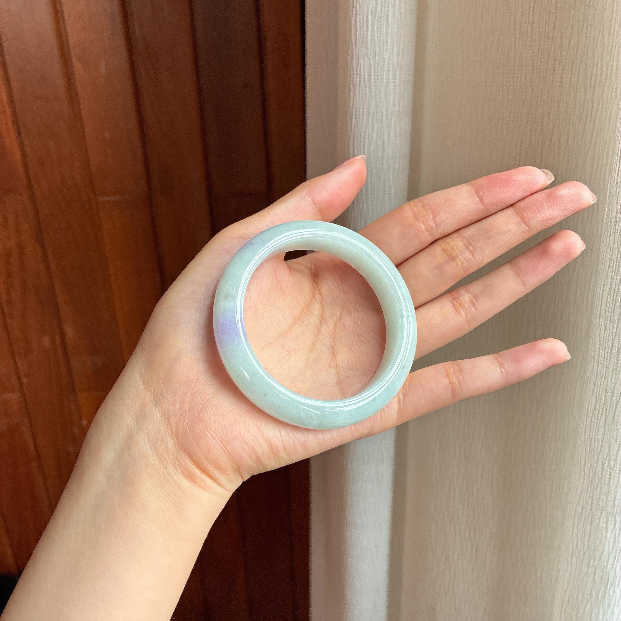 糯种特色翡翠平安镯（53mm)（yc422927）