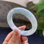 小圈口 细糯种飘蓝花正圈平安镯 50.7圈口 天然缅甸A货翡翠（yc347586）