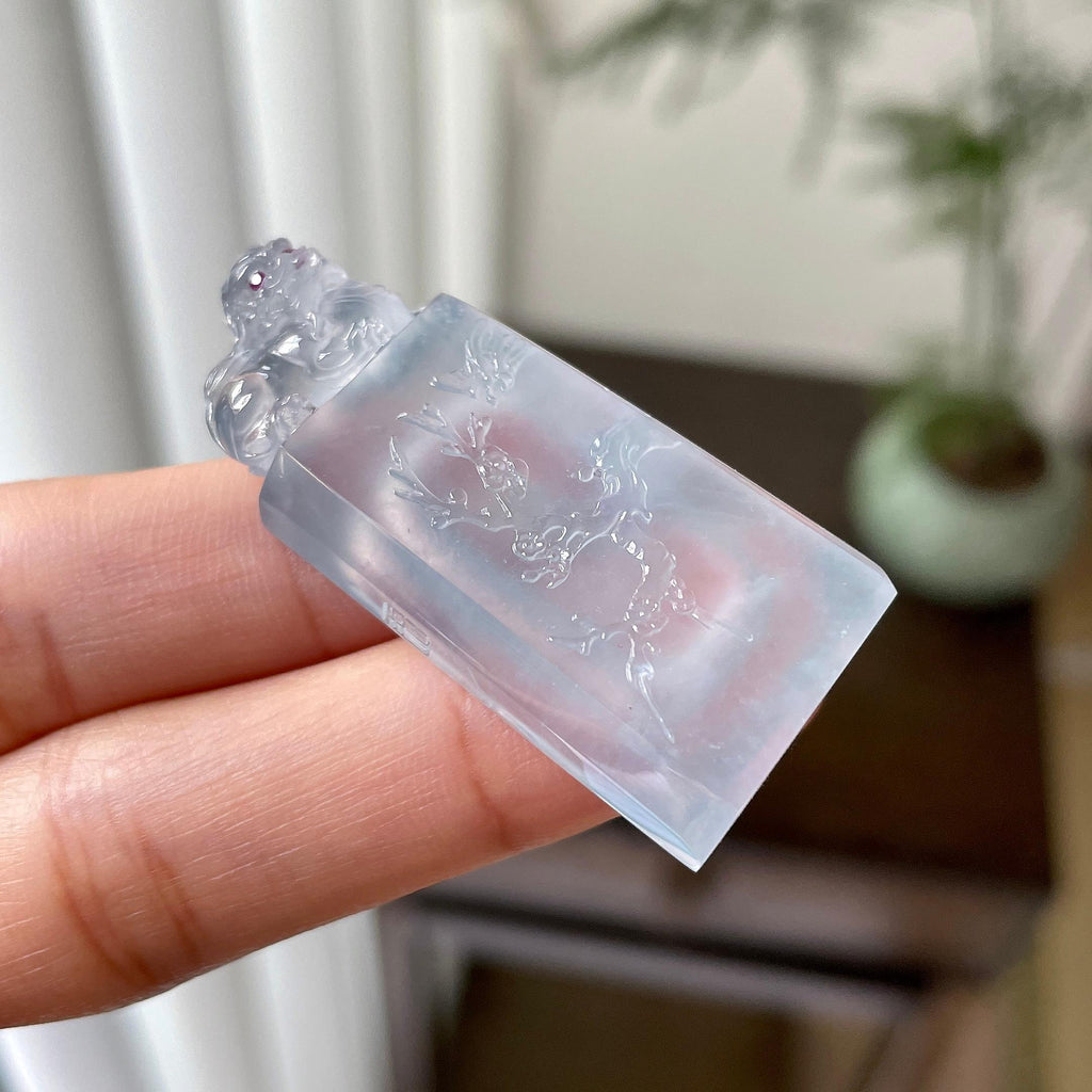 冰种蓝水梅花牌挂件（yc312574）
