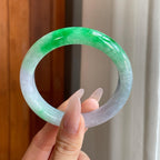 糯冰飘绿花翡翠平安镯（57.8mm）（yc282583）