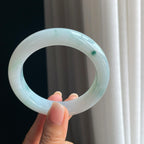 糯冰飘花翡翠平安镯（58.3mm)（yc389477）