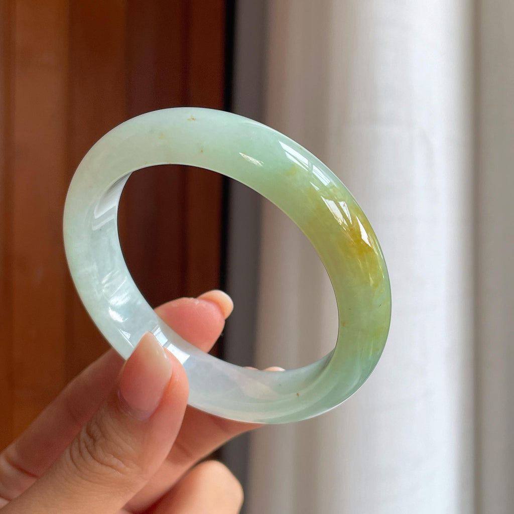 糯冰黄翡翡翠平安镯(55.5mm)（yc402820）