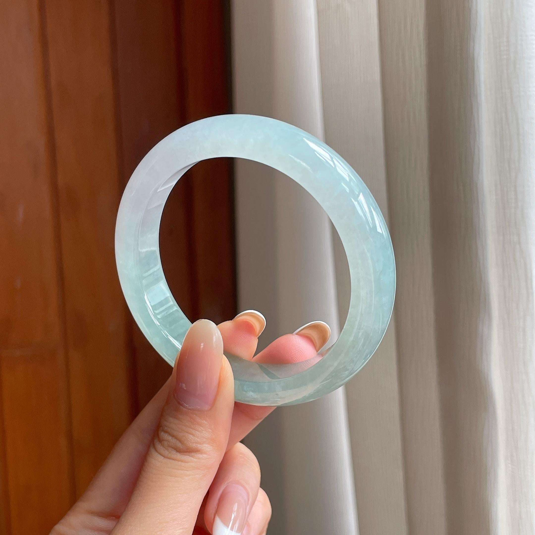 糯冰半山半水翡翠平安镯（55.5mm)（yc414433）