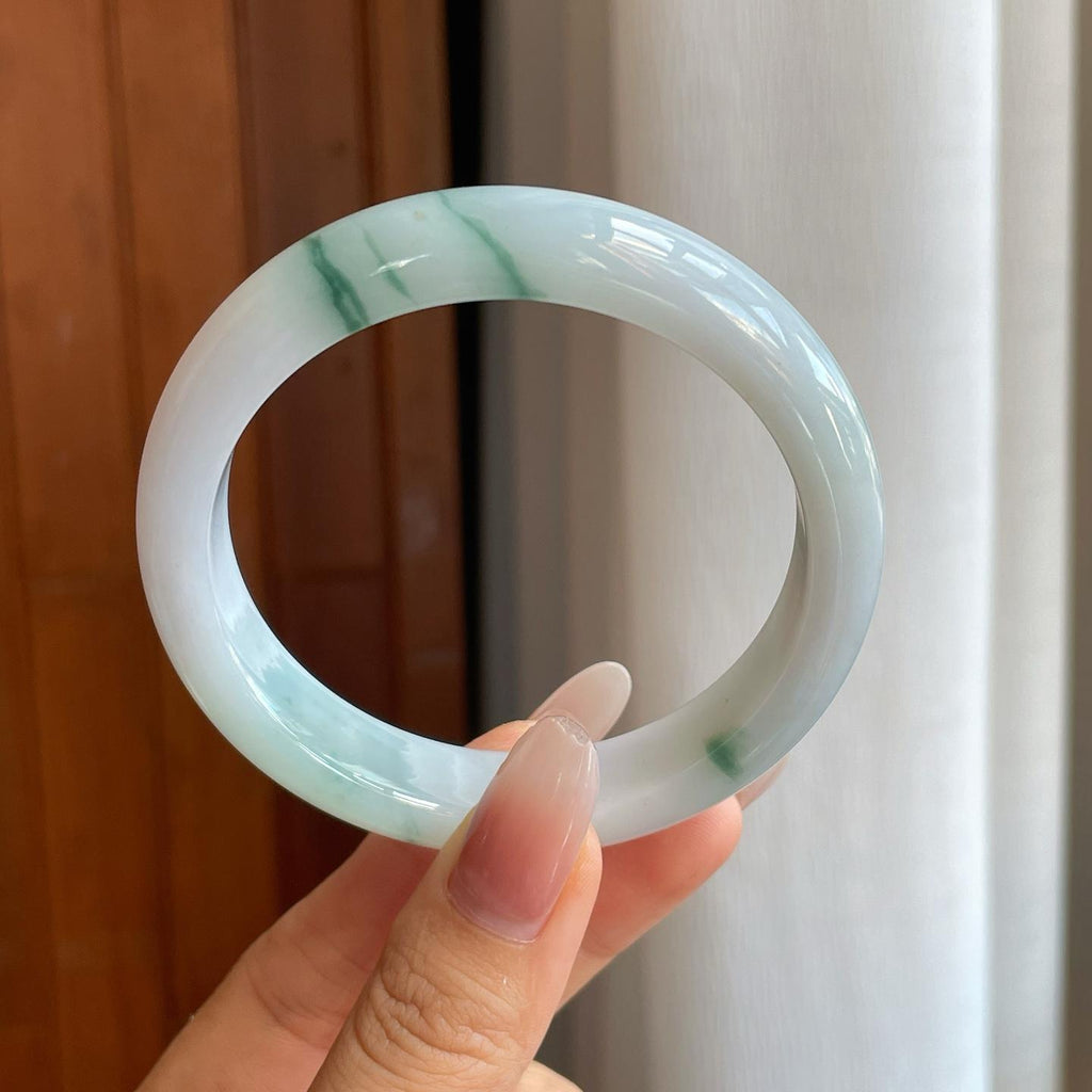 糯冰飘花翡翠平安镯（60mm）（yc267498）