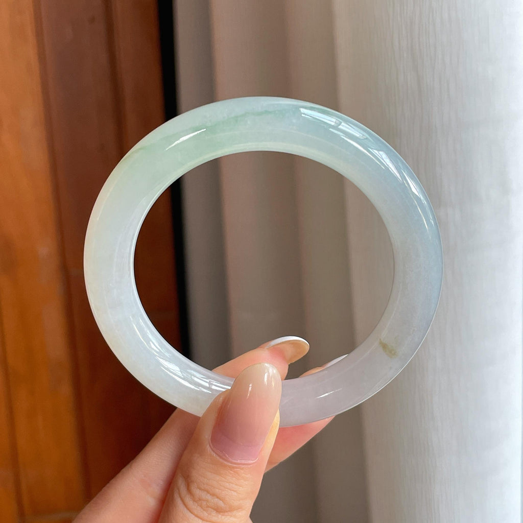 冰种淡底色翡翠圆条手镯（54.2mm)（yc412125）