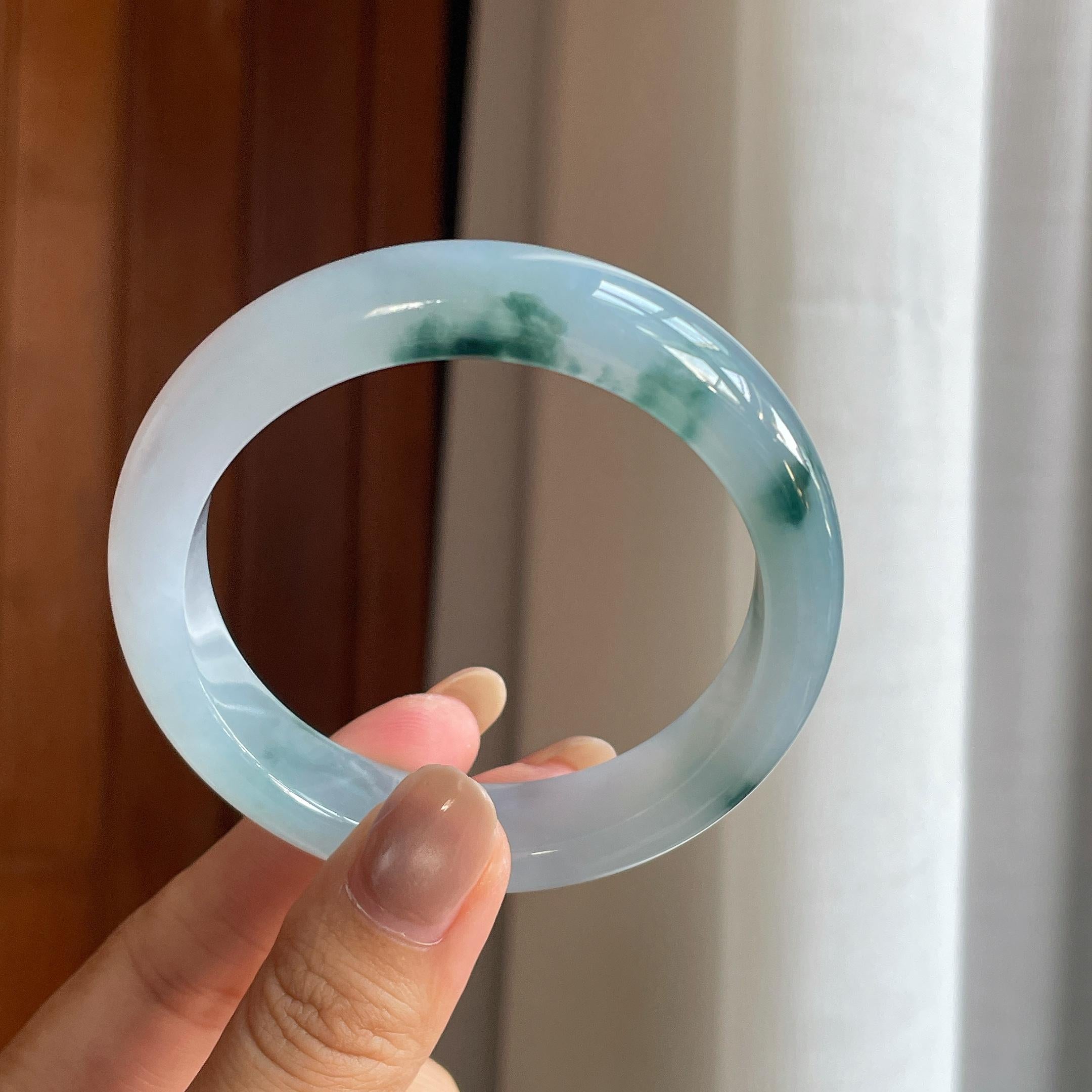 糯冰飘花翡翠平安镯（56.5mm）（yc415366）