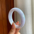 糯冰带色宽版翡翠平安镯（57mm）（yc365768）