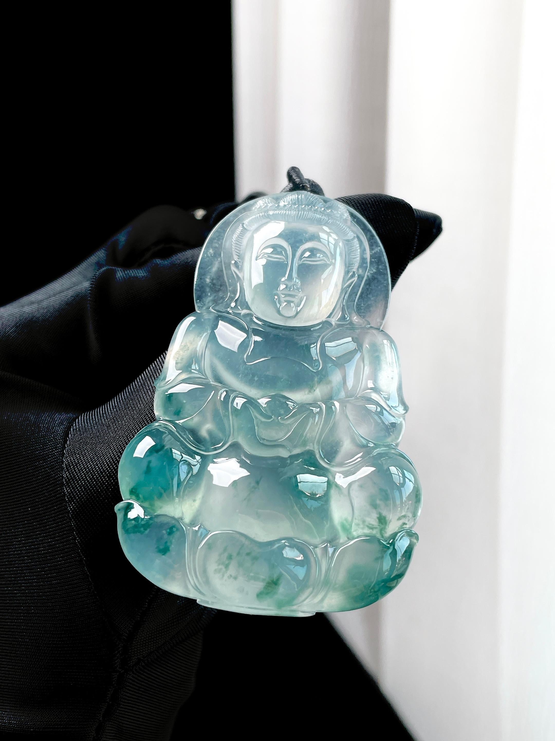 冰种飘花翡翠观音（yc349426）