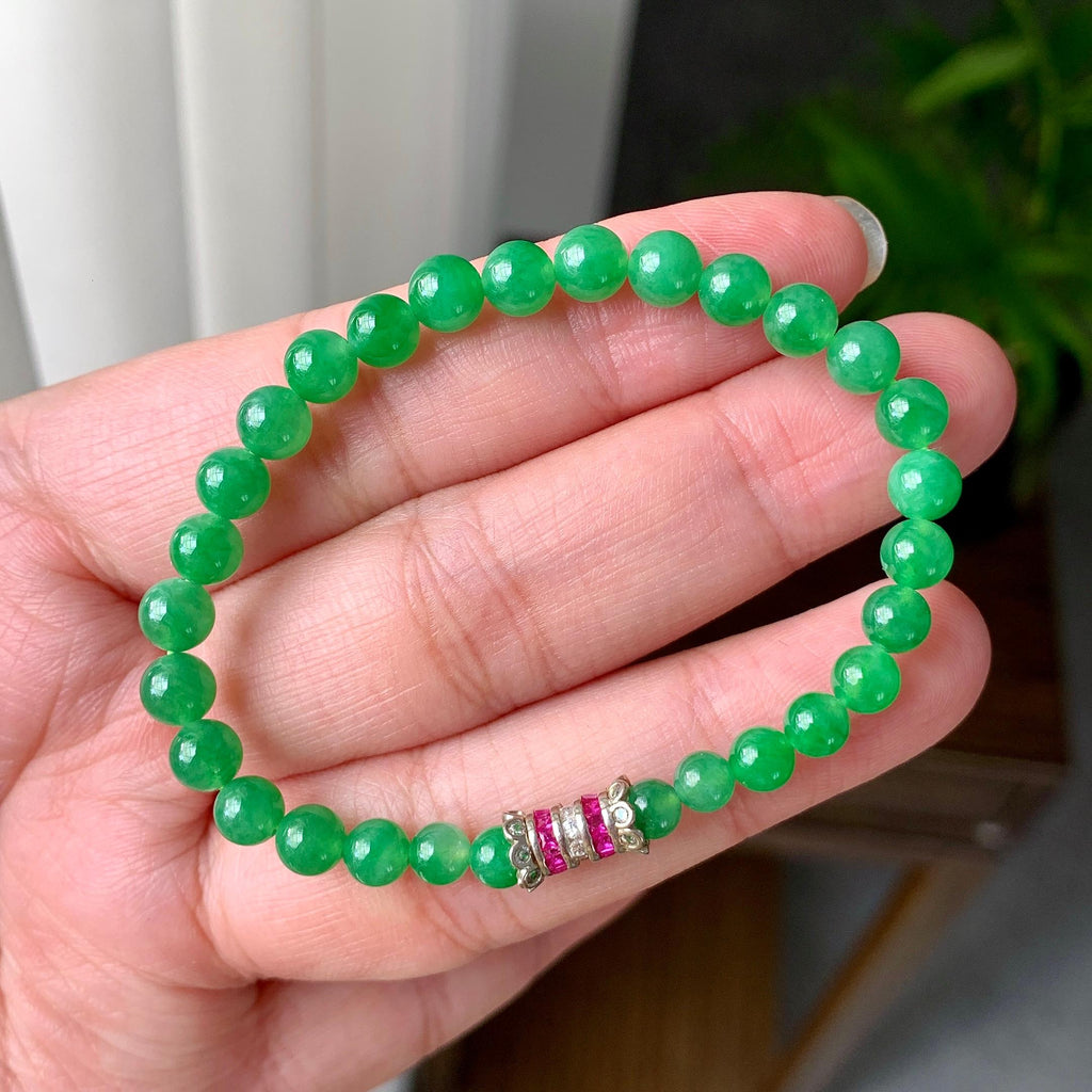 糯冰种满绿小米珠手链（yc221408）