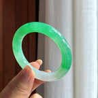 冰种阳绿翡翠圆条手镯（51.3mm）（yc419204）