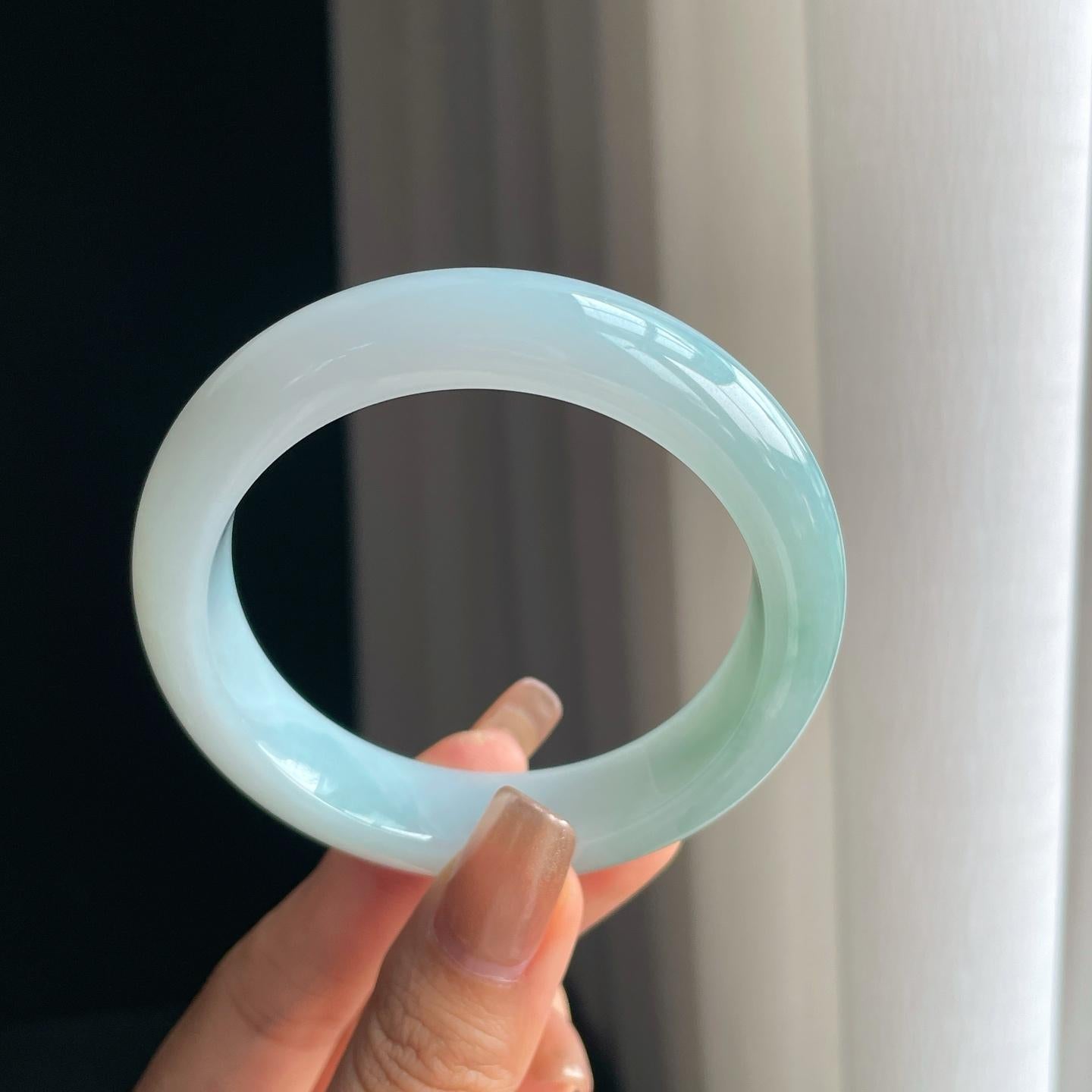 冰种晴绿翡翠平安镯（57mm）（yc378055）