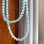 冰种淡底色飘花翡翠珠串项链（yc247649）