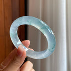 冰玻种飘花翡翠平安镯（56.5mm）（yc312887）