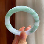 糯冰春带彩翡翠平安镯（58mm)（yc345537）