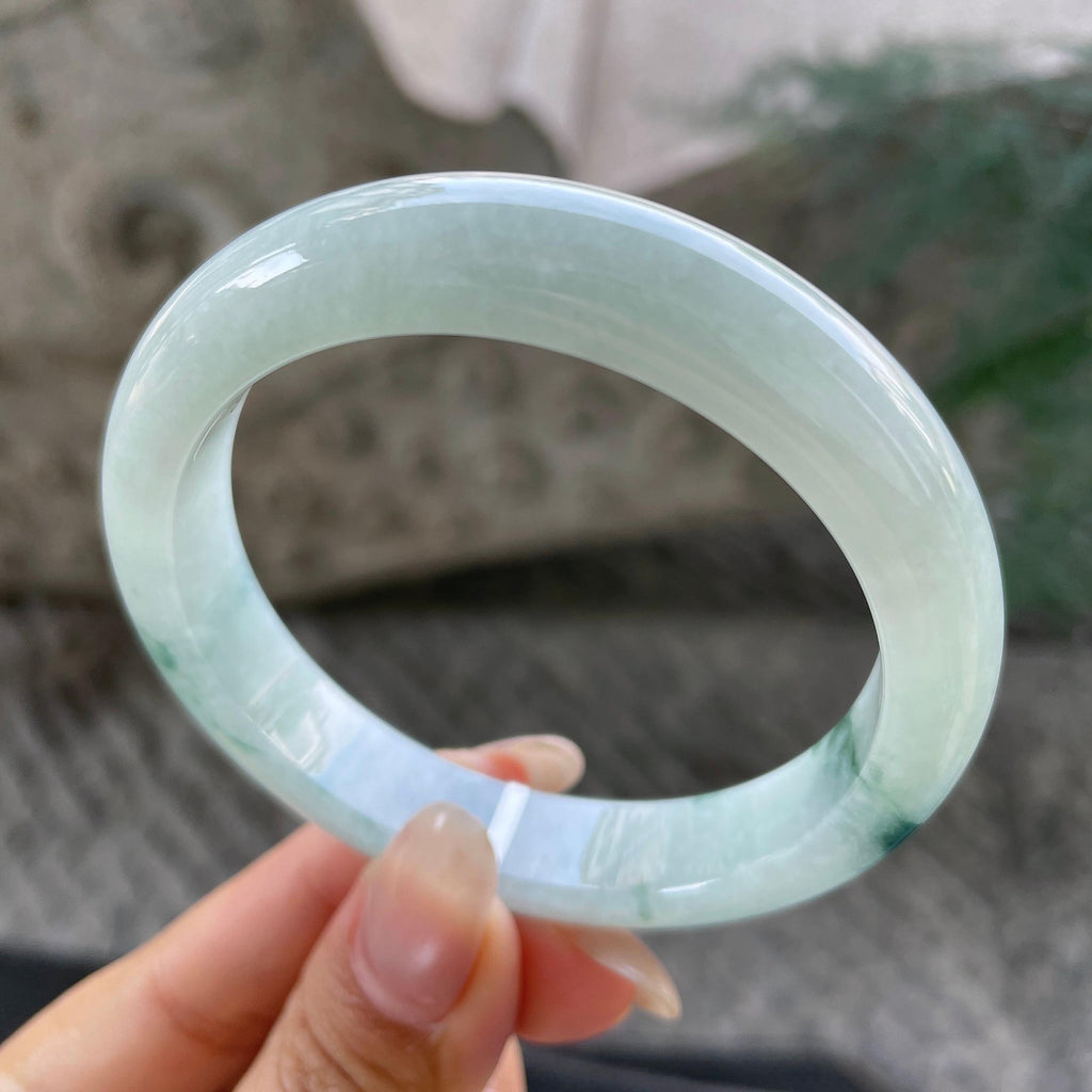 细糯种飘花正圈平安镯57.2圈    天然缅甸A货翡翠（yc351368）