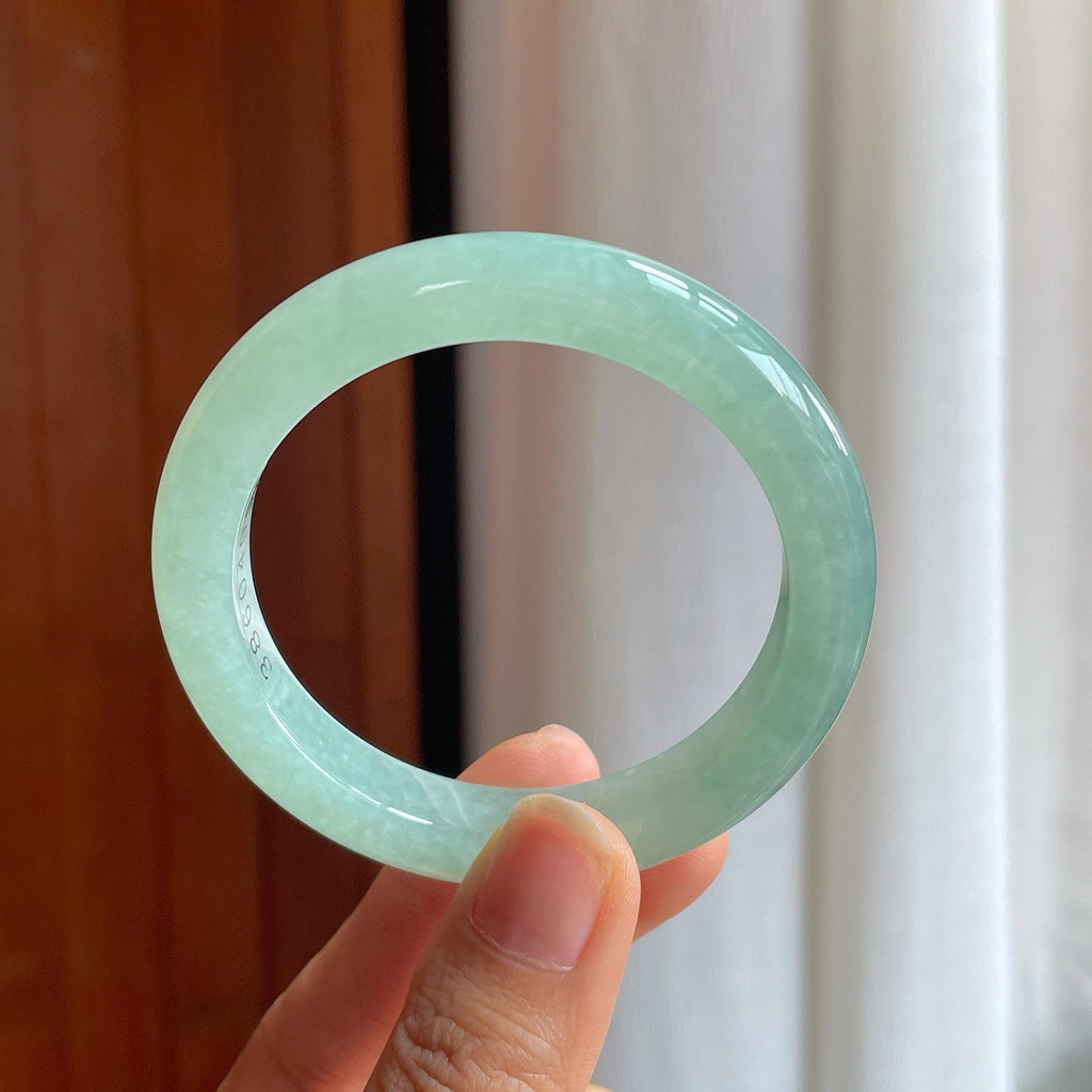 冰种晴底翡翠平安镯（52mm）（yc345503）