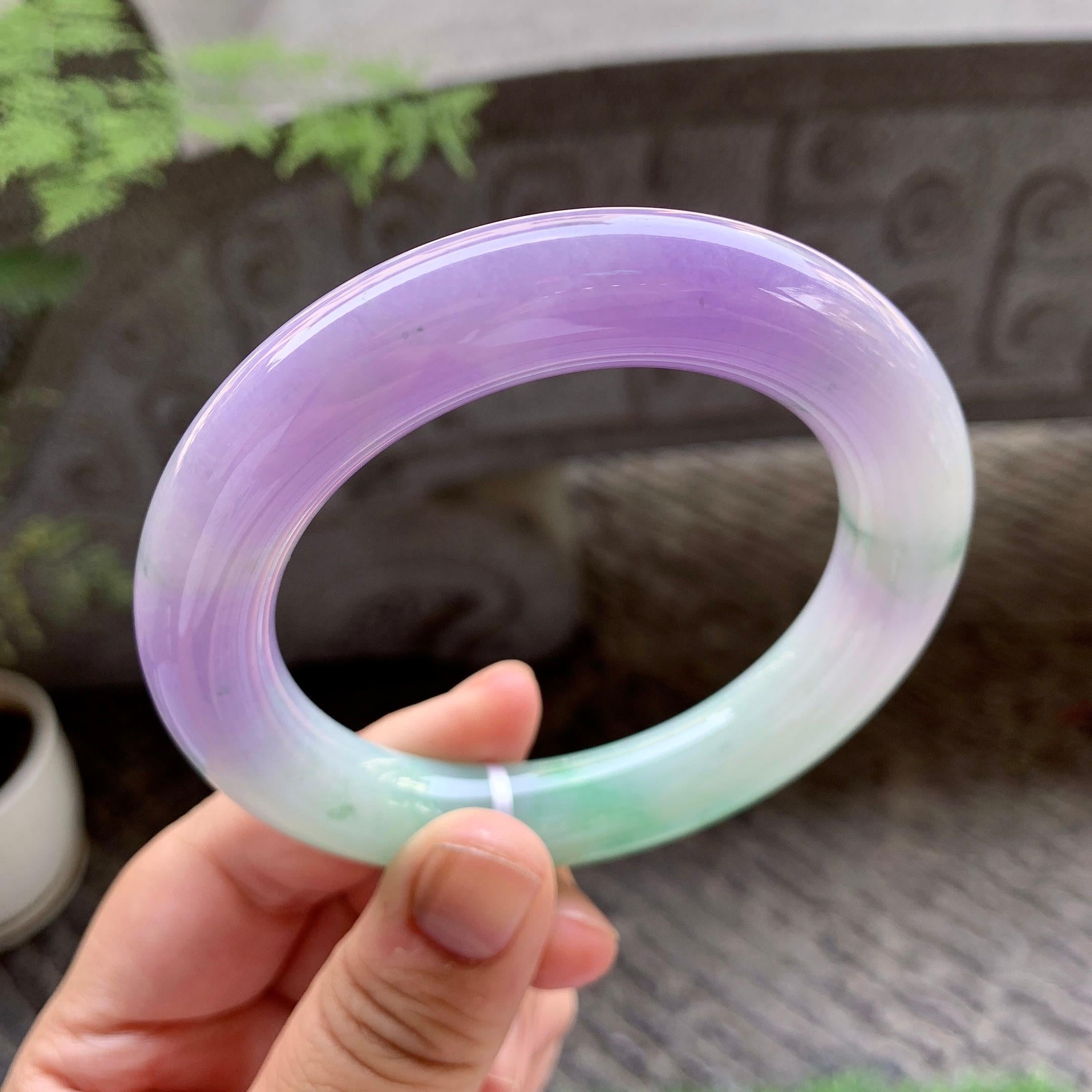 细糯种春彩飘花圆条手镯（58.2mm）