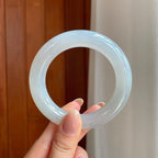 冰种飘一抹紫圆条翡翠手镯（53mm）（yc374183）