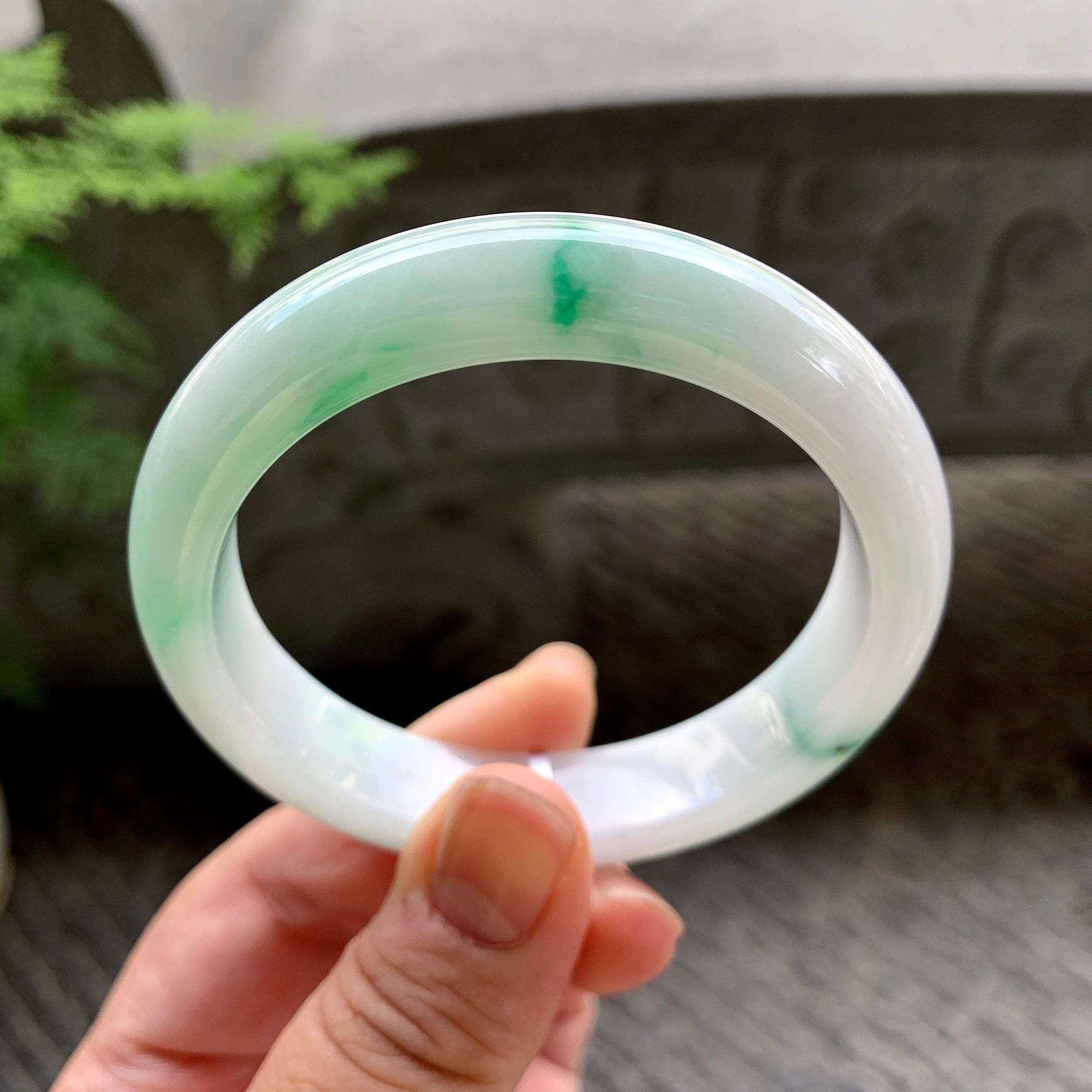 细糯种飘花平安镯（55mm）（yc202358）