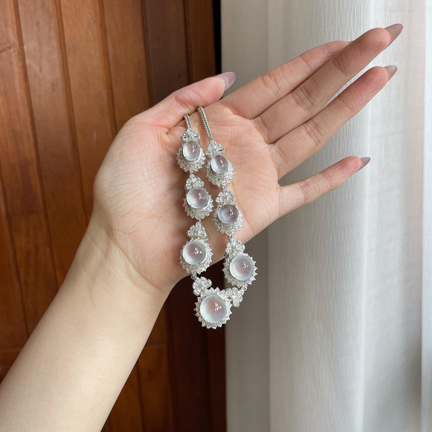 铜托冰种无色蛋面套链（yc291890）