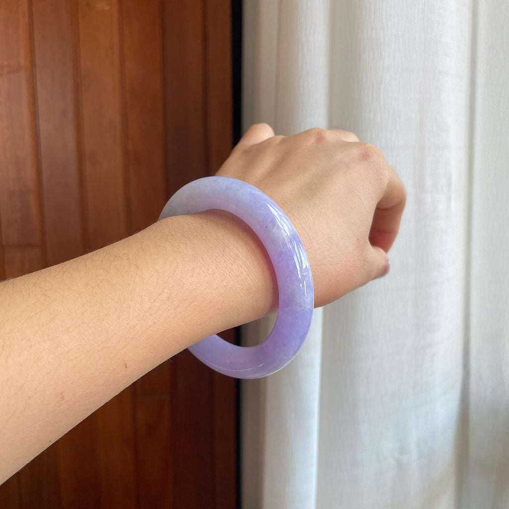 糯冰紫罗兰翡翠圆条手镯（56.6mm）（yc278731）