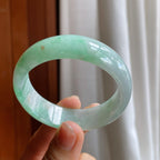 糯冰带色翡翠平安镯（51.5mm）（yc216046）