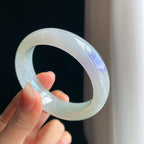 冰种宽版带一抹紫罗兰宽版翡翠手镯（53.5mm）（yc329518）
