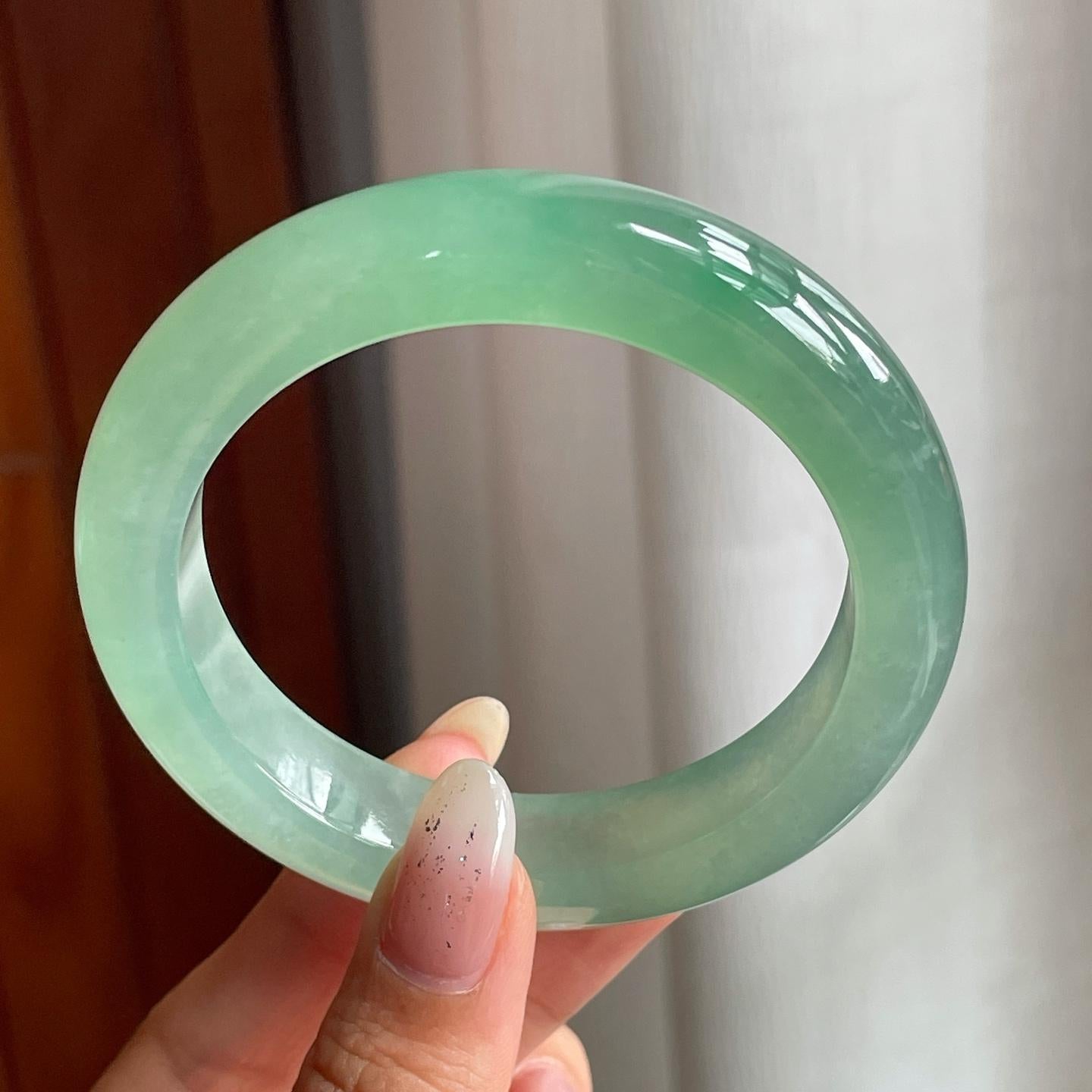 冰种晴底翡翠平安镯（55mm）