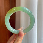 冰种晴底飘黄翡翠圆条手镯（57mm）（yc310284）