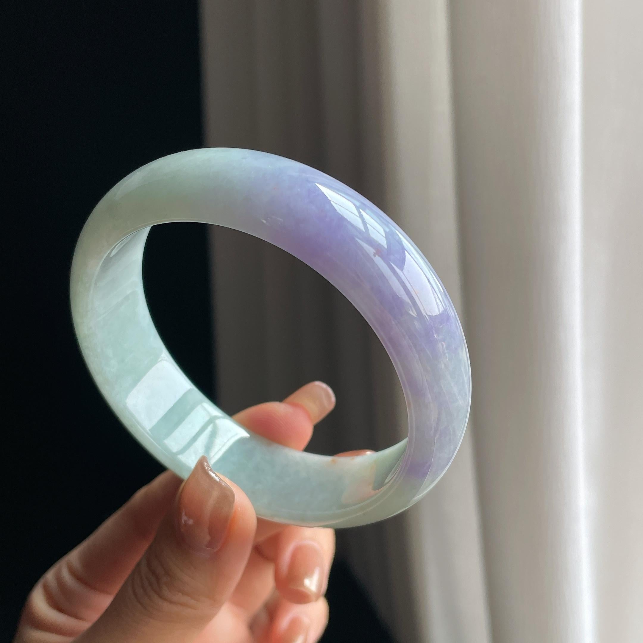 糯冰紫罗兰宽版翡翠平安镯（62mm）（yc373567）
