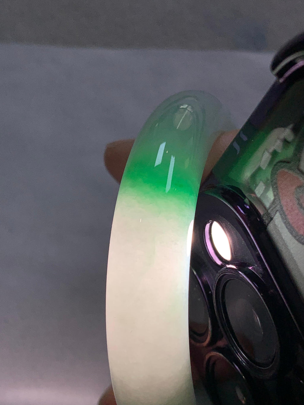 细糯种飘绿平安镯（54mm）（yc264511）