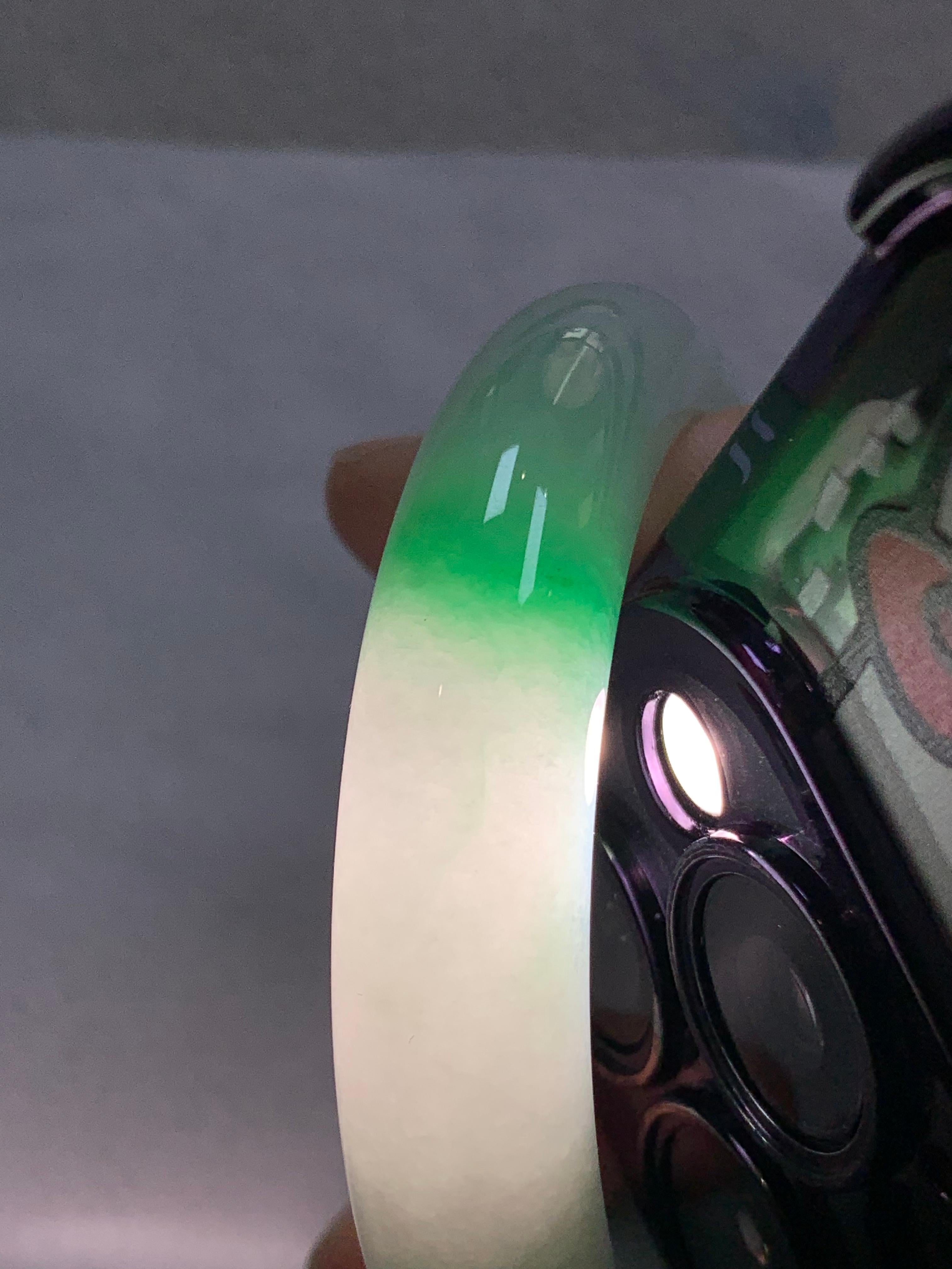 细糯种飘绿平安镯（54mm）（yc264511）