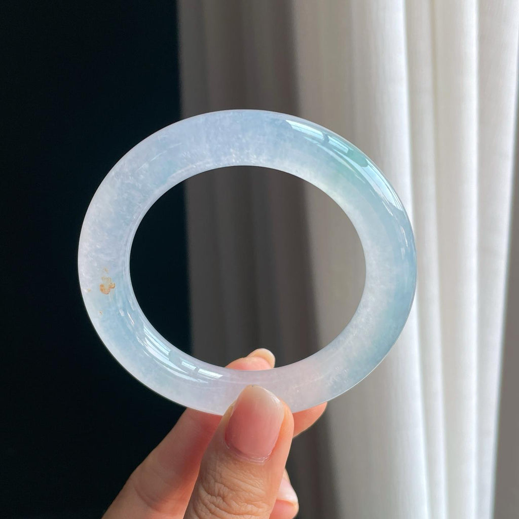冰种洒金特色翡翠圆条手镯（54.7mm)（yc397125）