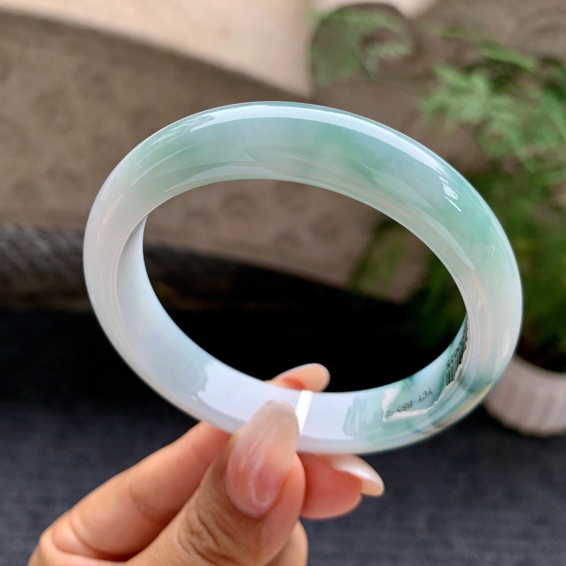 细糯种飘花飘黄翡平安镯（57.2mm）（yc198247）