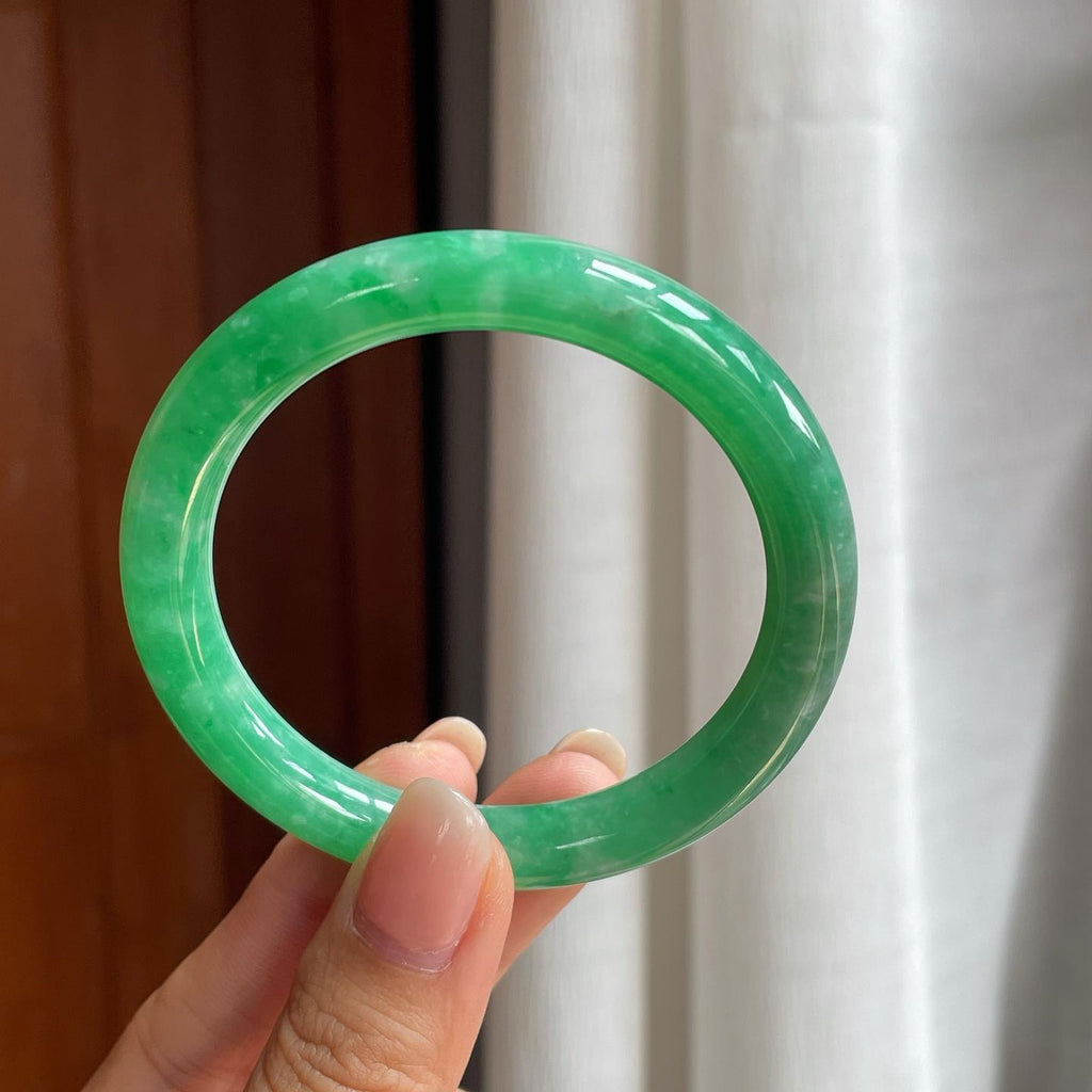 糯冰满色翡翠圆条手镯（54.5mm）（yc400213）